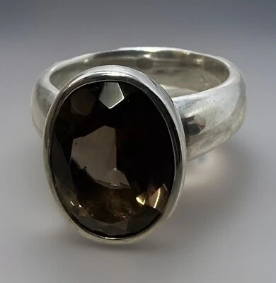 ANILLO TOPACIO AHUMADO OVALADO FACETADO ESTERLINA 925 JOSEPH ESPOSITO (ESO) Talla 7,75 10,7 g Foto 1 de 4
