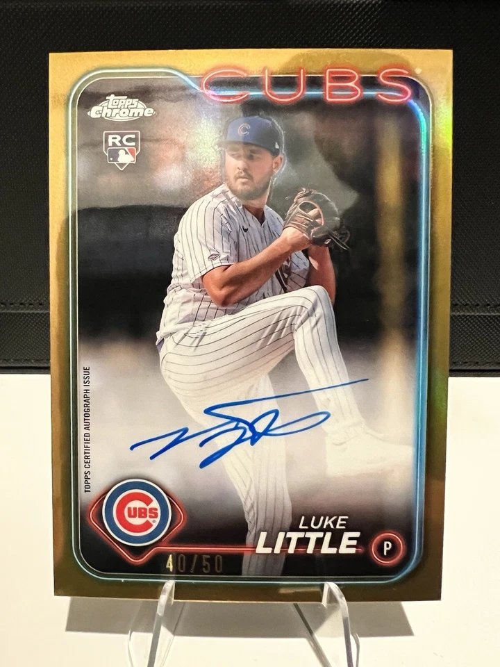 Topps Chrome 2024 Luke Little Rookie Gold Refractor Auto  /50 RA-LL RC Cubs  - Image 1 of 2