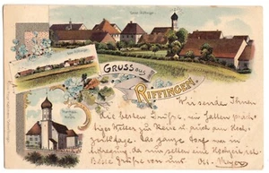Riffingen Unterriffingen zwischen Bopfingen u. Aalen, Dorfansichten Litho 1904 - Bild 1 von 2