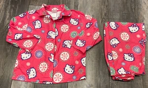 Hello Kitty by Sanrio Pajamas Girls Small 6-6X Pink All Over Print Pants Shirt - Picture 1 of 9