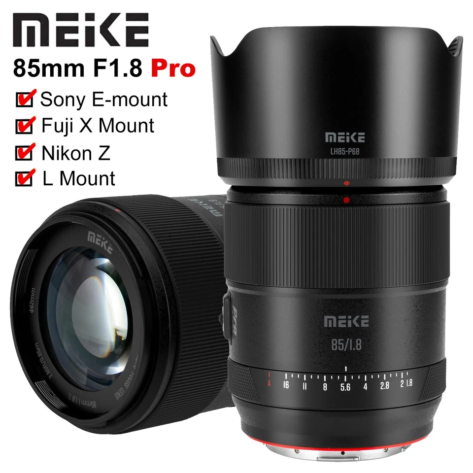 Meike 85mm F1.8 Pro Full Frame Auto Focus Lens for Fuji X Sony E Nikon Z L Mount