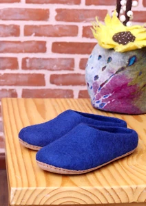 Hand Crafted Premium Felt Slippers for Comfort and Style- Dark Blue - Picture 1 of 10