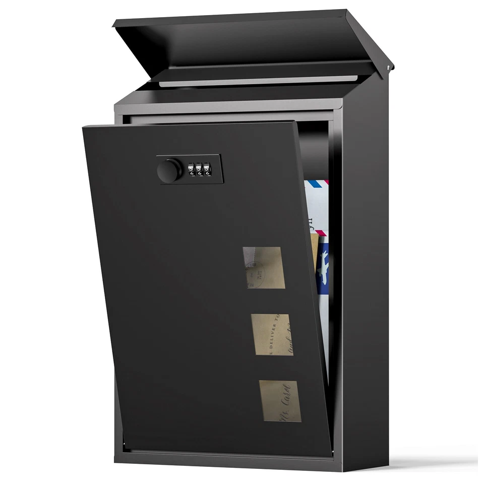 Post Boxes Wall Mounted Waterproof Steel Mail Box Modern Delivery Letter Box - Image 1 of 4