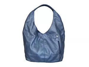 Blue Leather Hobo Bag w/ Pockets, Women Handbags, Alexis - Picture 1 of 7