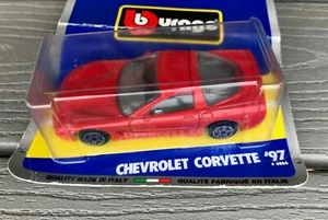 BURAGO 1/43 RED 1997 CHEVROLET CORVETTE SPORTS CAR W/ GRAY INTERIOR # 63358 FS - Picture 1 of 7