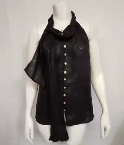 Nuevo con etiquetas Top Zara para mujer talla S de lino negro sin mangas con botones dorados - Imagen 1 de 7