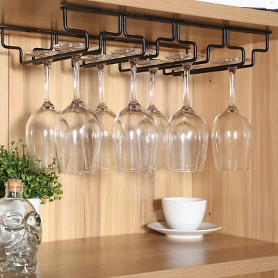 Wine Glass Holder Wine Rack Under Cabinet Hanging Home Kitchen Storage Organizer - Image 1 of 4