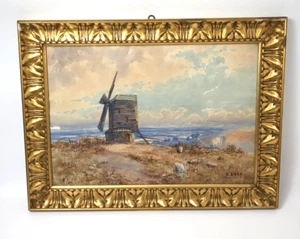 B. Earp Aquarell WindSchafe 50x35 cm Küstenlandschaft goldener Rahmen - Bild 1 von 17
