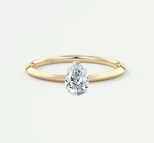 2/3 Ct Pear Cut F/VS Lab Created Grown Diamond Solitaire Ring 18K Yellow Gold - Picture 1 of 1