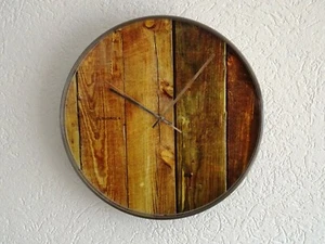 Cloudnola Wanduhr Holzoptik Uhr 40 cm Analog Rund Quartz Structure P #0015 - Bild 1 von 6