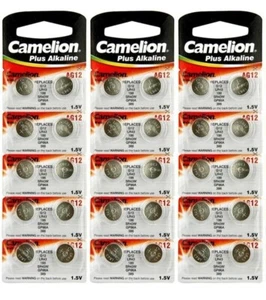 30 AG12 LR43 Camelion 386 LR1142 1.5V Alkaline Button Cell Battery Watch Remote  - Picture 1 of 2