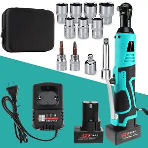42V Lithium-Ion Cordless Extended Reach Ratchet Wrench w/ 7 Socket Set Electric - Picture 1 of 11