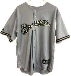 Ryan Braun Majestic Milwaukee Brewers Jersey L BRAND NEW W TAGS LARGE Gray - Picture 1 of 9