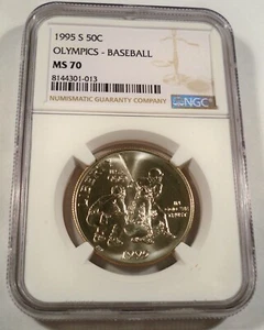 1995-S 50c NGC MS70 OLYMPICS BASEBALL COMMEMORATIVE HALF DOLLAR MS 70 - Picture 1 of 4