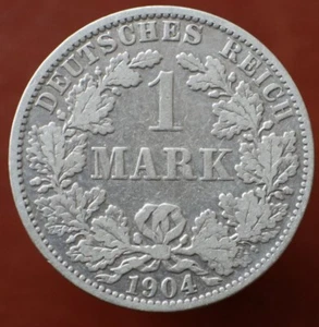 Moneda de plata 1 marco 1904 A - Imperio alemán KM #14 - #R430 - Imagen 1 de 5