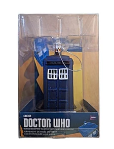 Máquina del tiempo Dr Who Tardis adorno de vidrio soplado hecho a mano nuevo en caja - Imagen 1 de 3