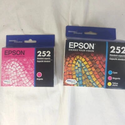 Epson 252 Cyan Magenta Yellow and Magenta Cartridge Ink Combo Pack 2020 - Image 1 of 4