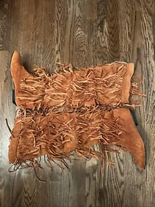 Botas altas con flecos por encima de la rodilla de coñac de dos labios vintage. Gamuza Talla 9 Hippie Usado en Excelente Condición - Imagen 1 de 5