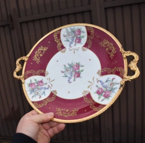 Vintage Limoges marked porcelain tray plate floral decor - Picture 1 of 5