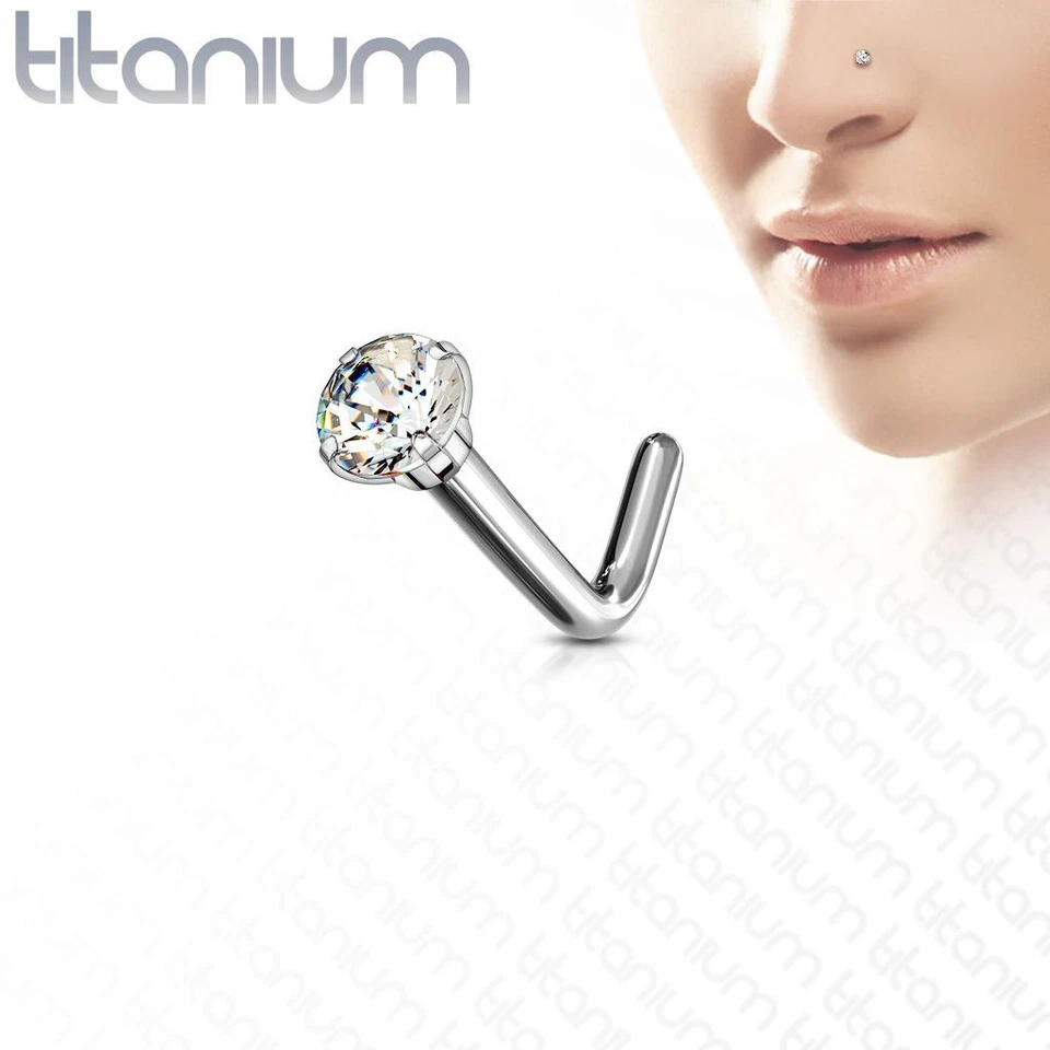 Piercing Naso Asta L Zircone Titanio G23 - Immagine 1 di 1