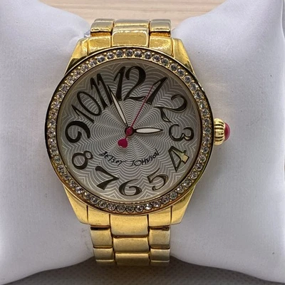 Betsey Johnson Women's Gold-Tone Silver Dial Crystals Accented Watch BJ00190-08 - Image 1 of 4