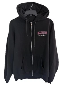 Led Zeppelin HOODIE XL MENS BLACK Y2K Full Zip Sweater Metal Rock - Picture 1 of 4