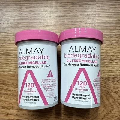 Almay Biodegradable Oil Free Micellar Eye Makeup Remover Pads 120 ct. Lot of 2 - Image 1 of 3
