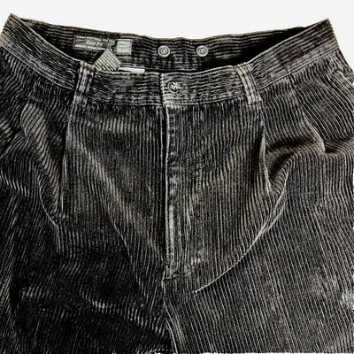 VTG GAP Easy Fit Pleated Baggy Wide Leg High Rise Corduroy Pants 32x31 Black Y2K - Image 1 of 4