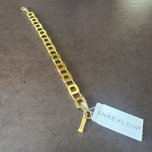 NWT Vintage Anne Klein Gold Tone Square Bracelet 7.5" - Picture 1 of 7