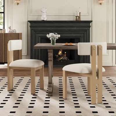 Upholstered Armless Dining Chairs W Metal Legs Set of 2 - Image 1 of 4