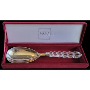 Mikasa Rousseau Crystal & Silver Plated Serving Spoon Holiday Christmas Etc - Picture 1 of 5