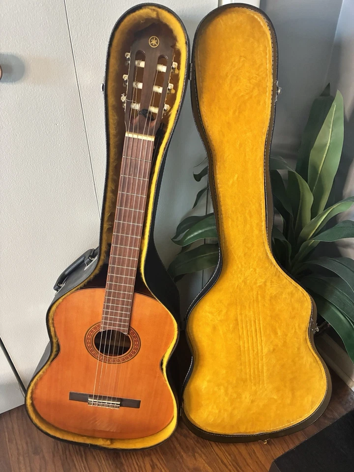 Vintage Yamaha C-60 Classical Guitar 1960s–1970s Original Hard Case Woven Strap - image 1 of 4