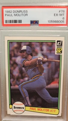 1982 年 Donruss 棒球 #78 Paul Molitor - Brewers - PSA 6 — 第 1/2 张图片