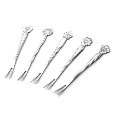  5 PCS FORCHI DI APPETIZZATORE Forchette Frutta in Acciaio Inossidabile - Immagine 1 di 4