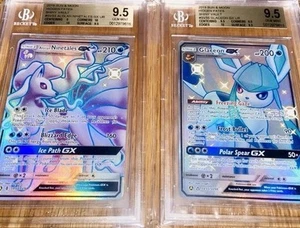 Pokemon SM Hidden Fates BGS 9.5 Glaceon/Alolan Ninetales GX UR Shiny Vault Pair - Picture 1 of 3