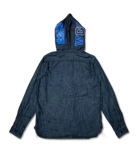 A BATHING APE Shark Print WGM Hoodie Indigo Dyed Size S BAPE Tenshin Nasukawa - Picture 1 of 10