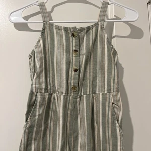 Oshkosh Bgosh Girls Size 6/6x Green & White Striped Long Spring/summer Romper. - Picture 1 of 5