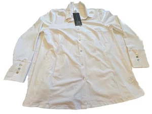 Marla Wynne Luxe White StretchTech Back Pleats Shirt Size S NWT - Picture 1 of 10