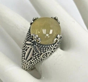 Anello in argento sterling con sigillo al quarzo rutilato misura 7,75 - Foto 1 di 8