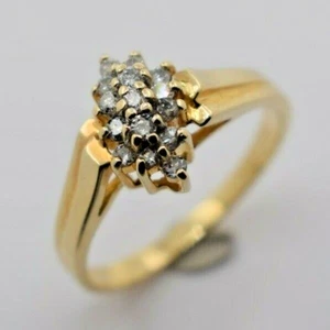 14K Yellow Gold Ring with Diamond Cluster - Picture 1 of 5
