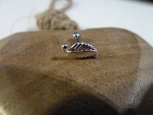 PIERCING Helix Tragus Augenbraue - Edelstahl silber - BLATT - Bild 1 von 4