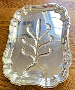 Silber Serviertablett mit Fuß Platte Lebensbaum; Newport versilbert; 15" x 11" - Bild 1 von 5