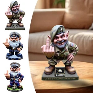 Funny 250th Anniversary Gnome Statue - Middle Finger Soldier Garden Decor - Bild 1 von 11