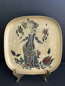 Amazing 1960S Hand Painted Square Gold /Iridescent Platter by Bjorn Wiinblad - Picture 1 of 13