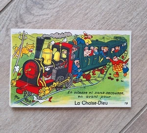 CPA À SYSTÈME LA CHAISE-DIEU 43 HAUTE-LOIRE 10 MICRO-VUES TRAIN ILLUSTRATEUR - Foto 1 di 4