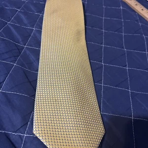 Foggia Men’s Designer Necktie Yellow Blue Geometric 59” X  3.875” - Picture 1 of 5