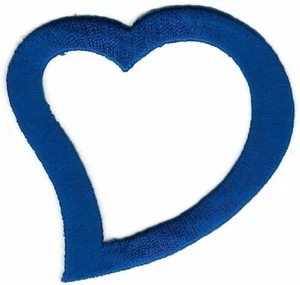 2 1/2" Blue Hollow Cut Out Heart Embroidery Patch - Picture 1 of 1
