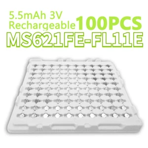 100 PCS Rechargeable 3V 5.5mAh MS621FE FL11E Battery Coin Button Cell Navigation - Picture 1 of 11