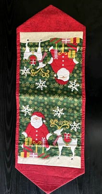 Christmas Table Runner-Santa & Reindeer, 36" Long - Image 1 of 3