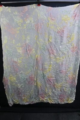 Stunning Vintage Sheer Flocked Fabric Material Fancy Pastel Ombré Floral Fuzzy - Image 1 of 4